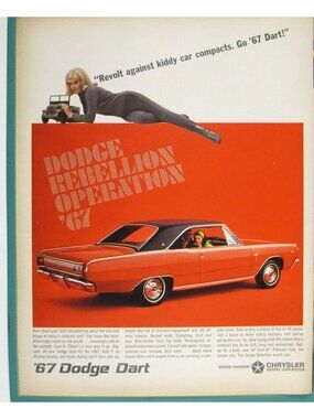 Print Ad 1967 Dodge Dart Rebellion Operation Classic Car Vintage Chrysler Motors